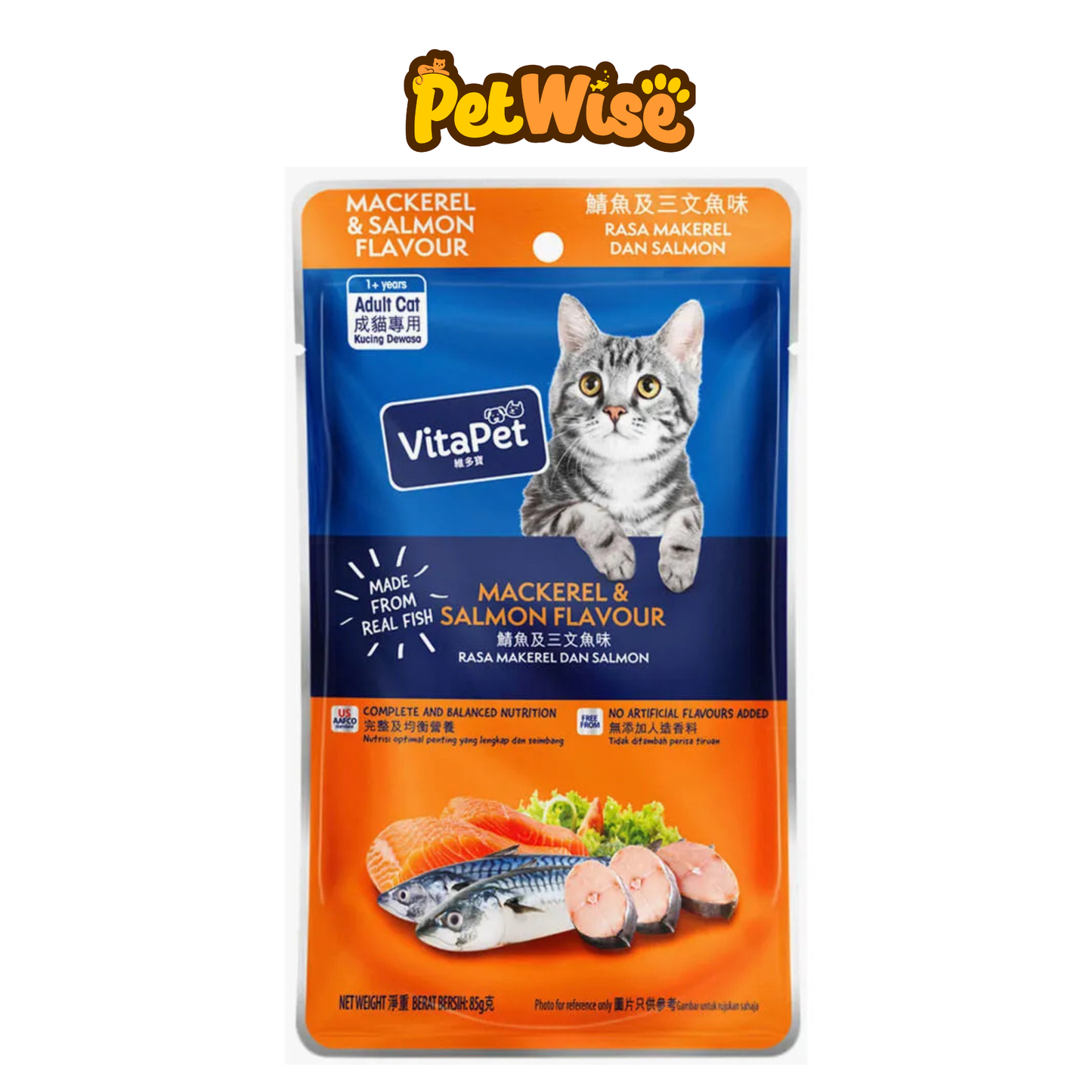 VitaPet Made With Real Fish Wet Food for Adult Cat In Pouch 85g