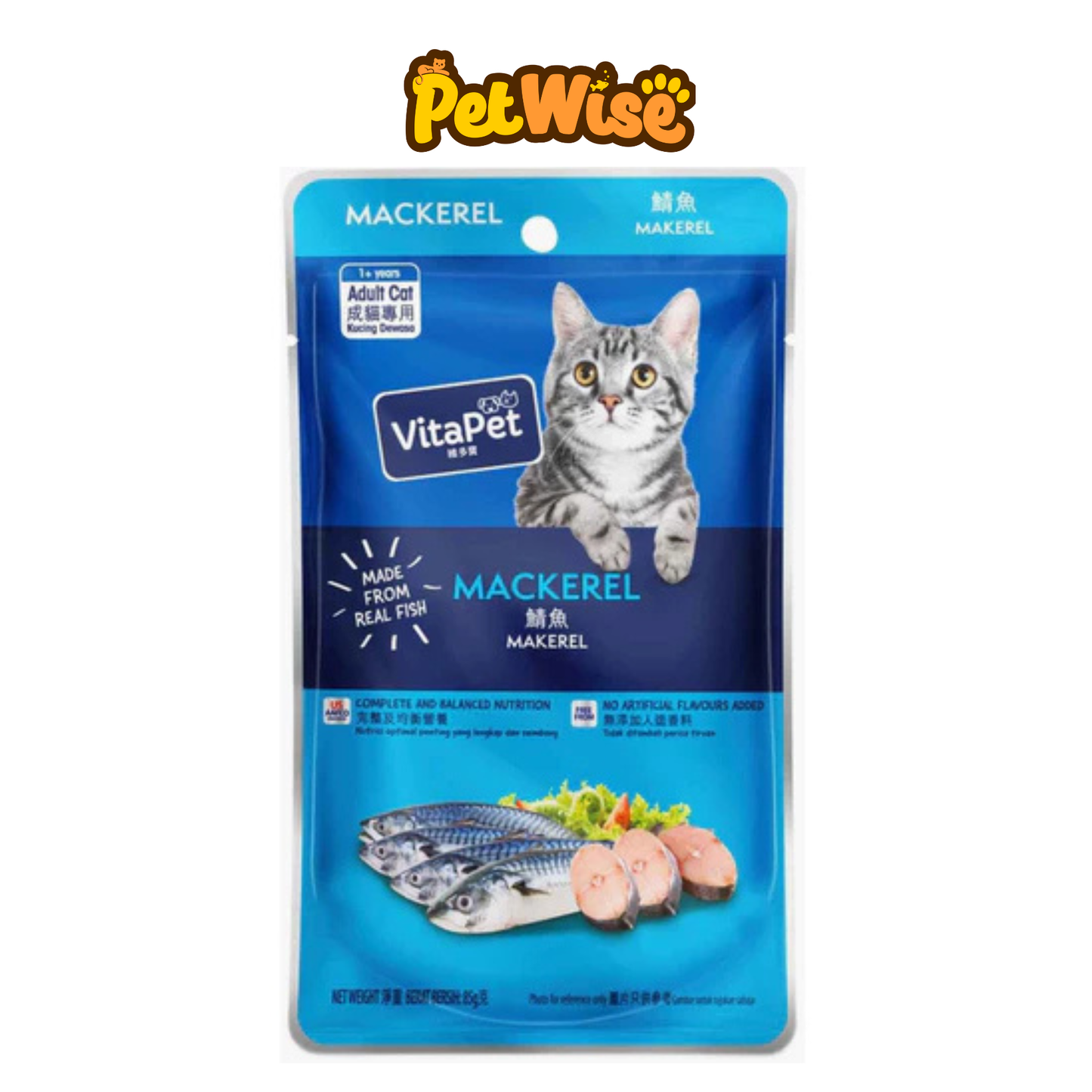 VitaPet Made With Real Fish Wet Food for Adult Cat In Pouch 85g