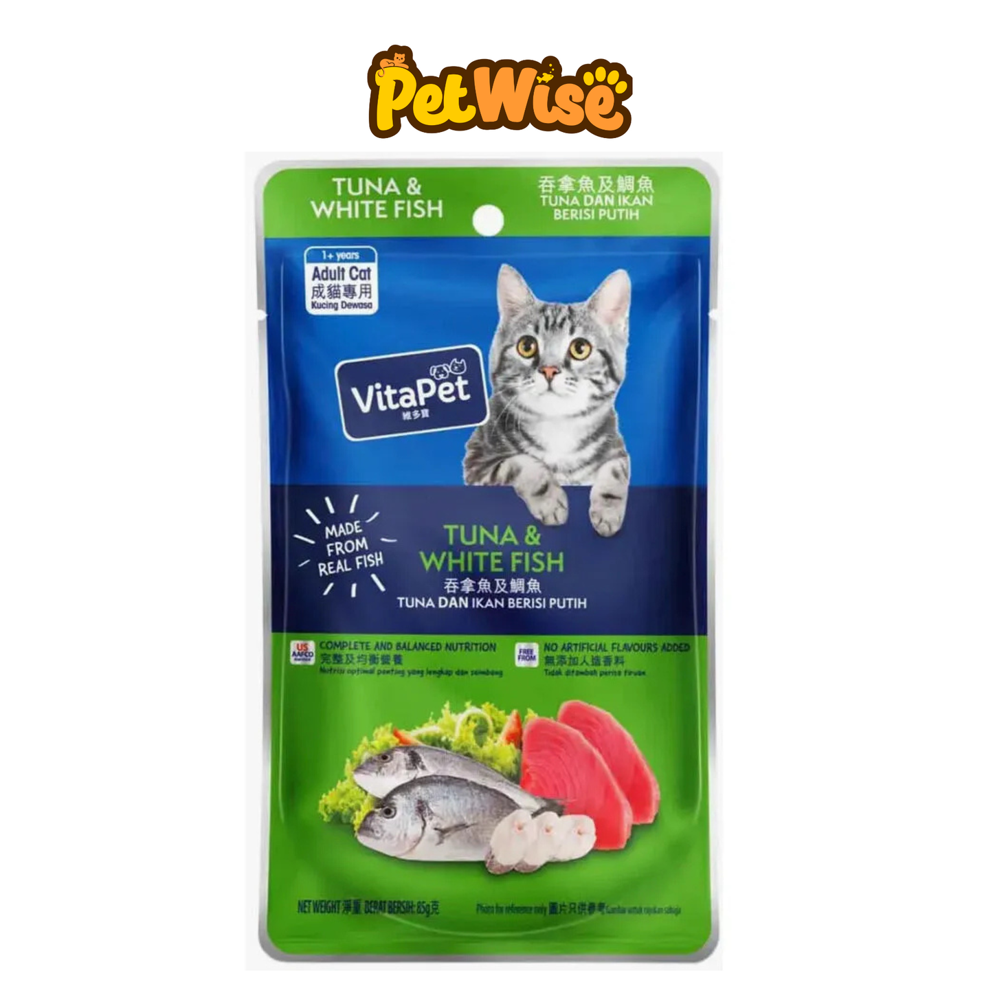 VitaPet Made With Real Fish Wet Food for Adult Cat In Pouch 85g